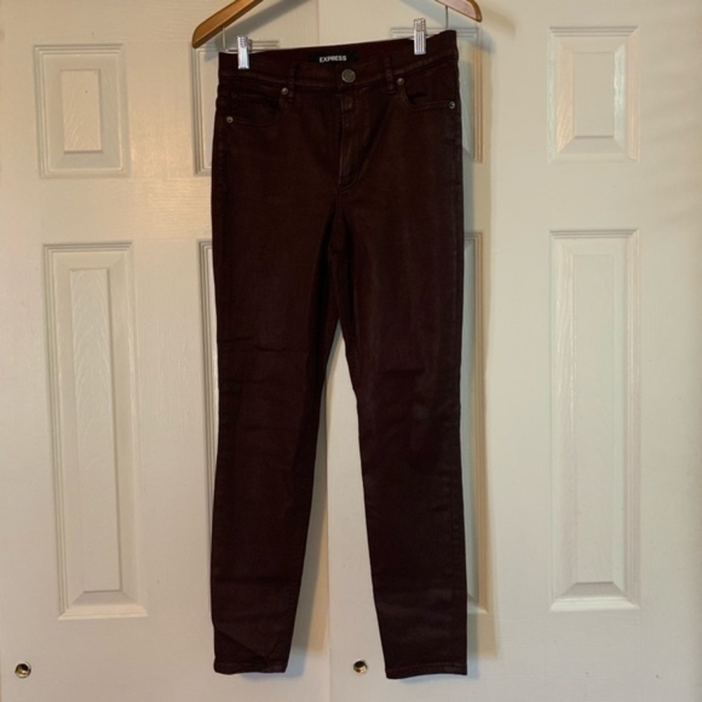 Maroon vegan leather high rise stretch ankle Jeans size 4R